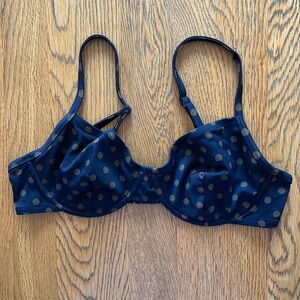J. Crew polka dot navy and khaki underwire bikini top